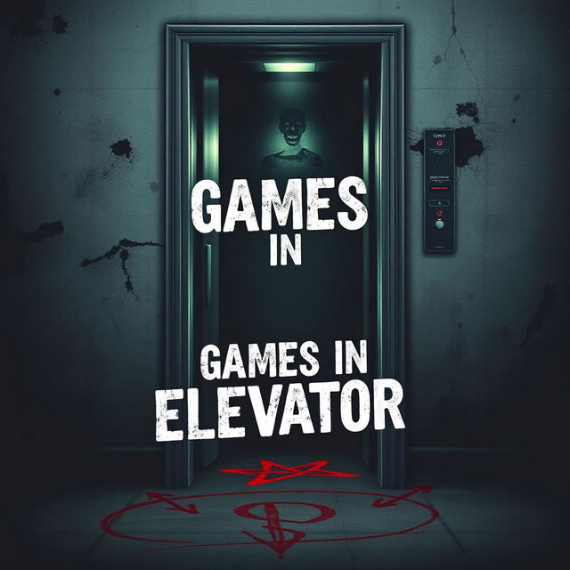 A book cover design for a horror novel titled "Games in Elevator"