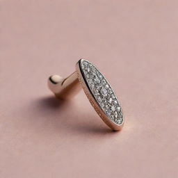 An exquisite diamond point nail fastener gleaming under soft light, carefully etched textures revealing its high-quality craftsmanship.