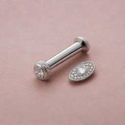 An exquisite diamond point nail fastener gleaming under soft light, carefully etched textures revealing its high-quality craftsmanship.