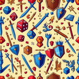 An intricate RPG pattern featuring various elements from classic role-playing games