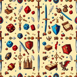 An intricate RPG pattern featuring various elements from classic role-playing games