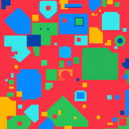 A vibrant pixel art texture featuring a colorful, abstract design