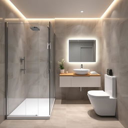 A modern bathroom design measuring 3