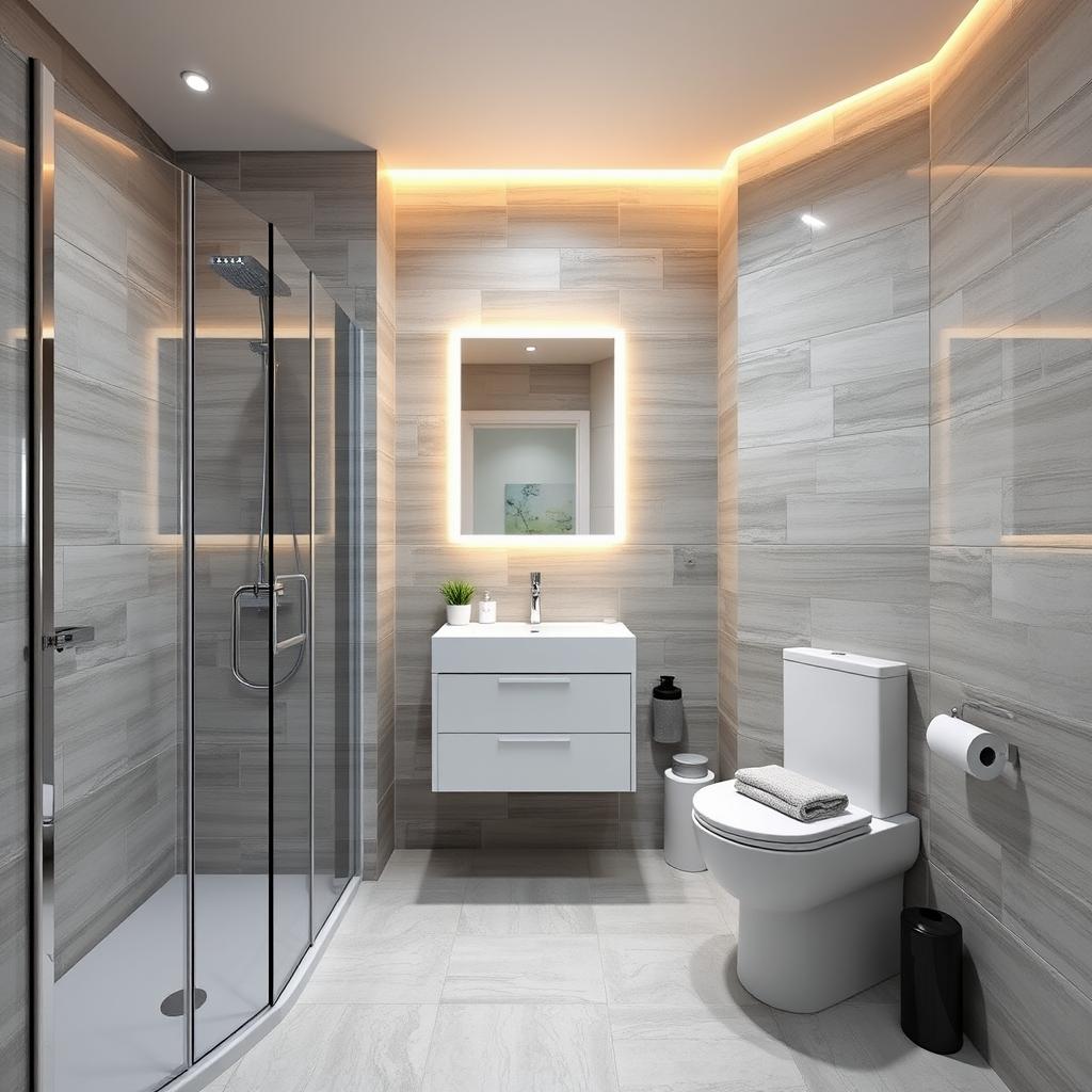 A modern bathroom design measuring 3