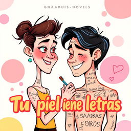 A modern and captivating book cover for the graphic novel titled "Tu piel tiene letras"