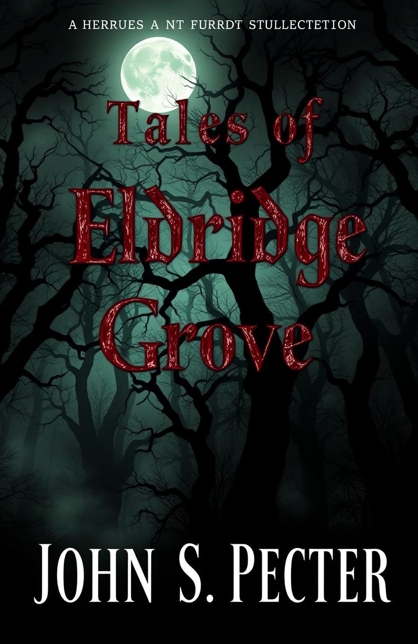 A chilling book cover for a horror stories collection titled 'Tales of Eldridge Grove' by John S