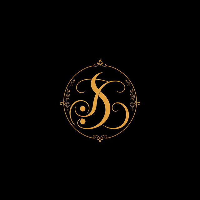 A sophisticated logo design for a luxury clothing brand, featuring an elegant monogram with intertwining letters, set against a rich, textured background