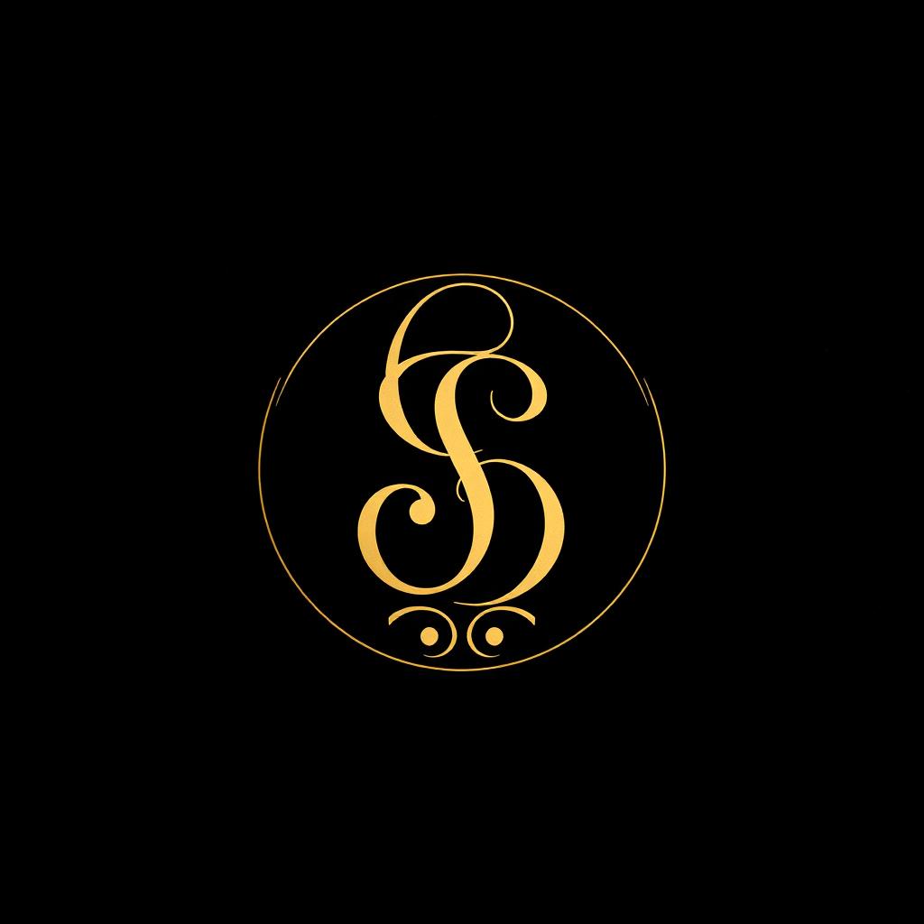 A sophisticated logo design for a luxury clothing brand, featuring an elegant monogram with intertwining letters, set against a rich, textured background