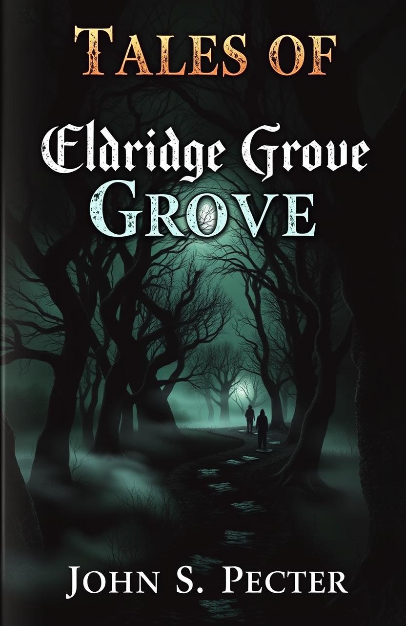 A chilling book cover for a horror stories collection titled 'Tales of Eldridge Grove' by John S