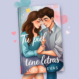 A modern book cover titled 'Tu piel tiene letras' by Lucy Cuevas, illustrated in a painting style