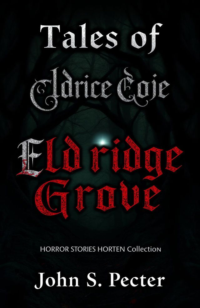 A chilling and atmospheric book cover for a horror stories collection titled 'Tales of Eldridge Grove' by John S