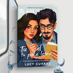 A modern book cover titled 'Tu piel tiene letras' by Lucy Cuevas