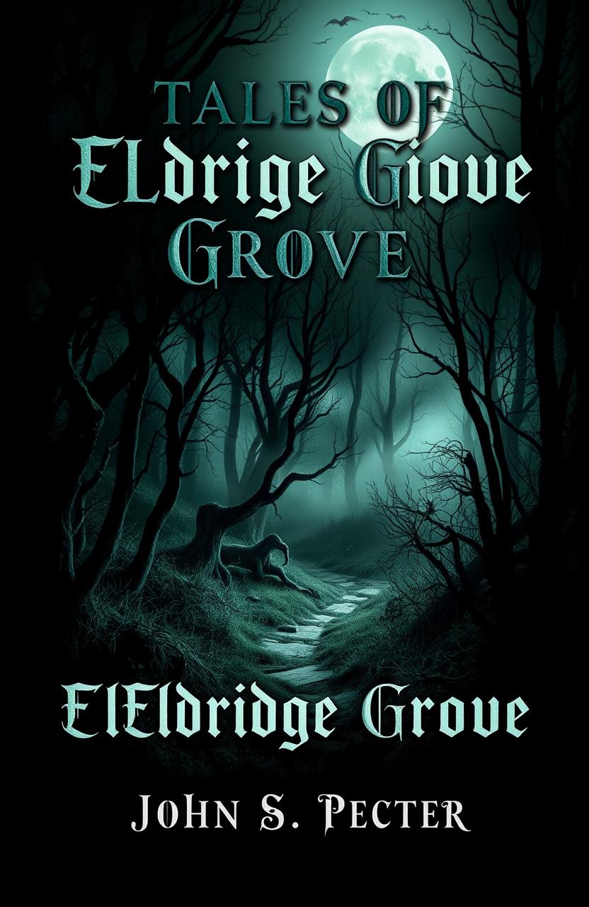 A chilling book cover design for a horror stories collection titled "Tales of Eldridge Grove" by John S