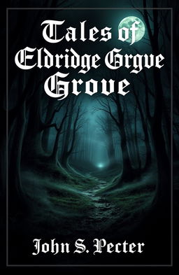 A chilling book cover design for a horror stories collection titled "Tales of Eldridge Grove" by John S