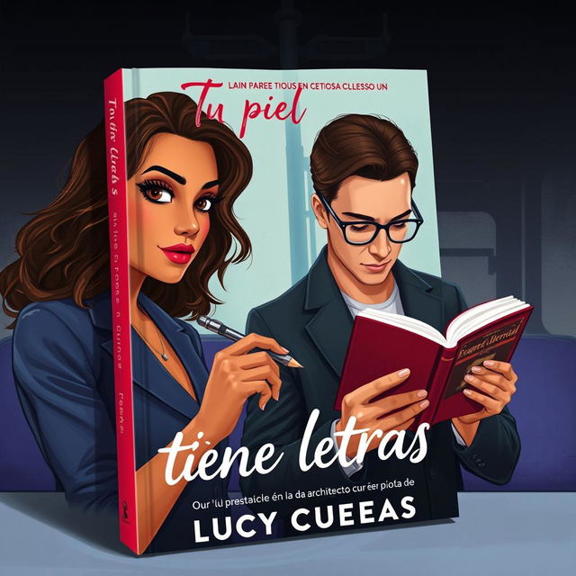 A modern book cover titled 'Tu piel tiene letras' by Lucy Cuevas