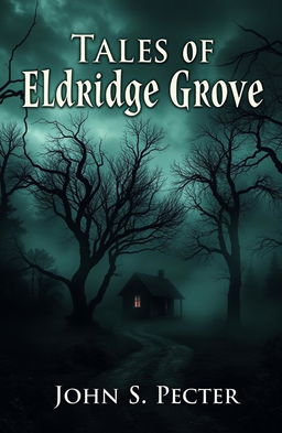 A haunting book cover for a horror story collection titled 'Tales of Eldridge Grove' by John S