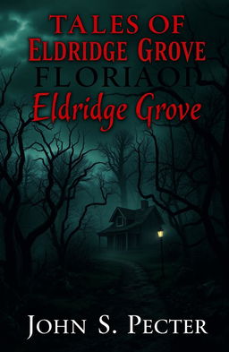 A haunting book cover for a horror story collection titled 'Tales of Eldridge Grove' by John S