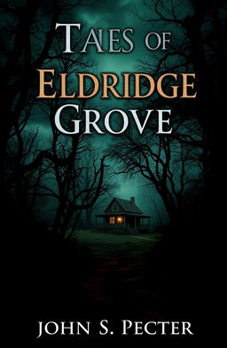 A haunting book cover for a horror story collection titled 'Tales of Eldridge Grove' by John S