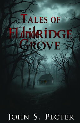 A haunting book cover for a horror story collection titled 'Tales of Eldridge Grove' by John S