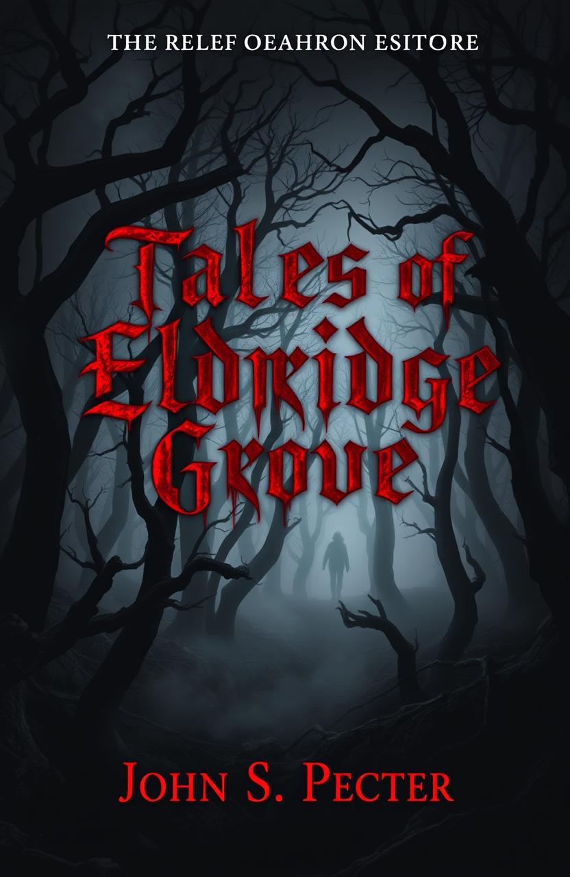 A chilling book cover for a collection of horror stories titled 'Tales of Eldridge Grove' by John S