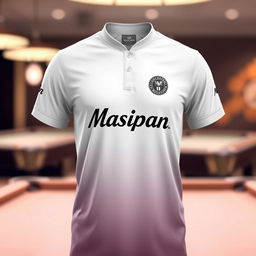 An elegant billiard jersey featuring a white color gradation that smoothly transitions from a bright white at the top to a soft off-white at the bottom