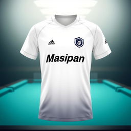An elegant billiard jersey featuring a white color gradation that smoothly transitions from a bright white at the top to a soft off-white at the bottom