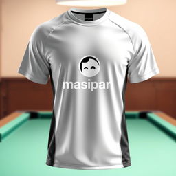 A stylish billiard jersey showcasing a unique white color grading effect that transitions subtly from bright white at the top to a softer off-white towards the bottom