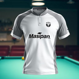 A stylish billiard jersey showcasing a unique white color grading effect that transitions subtly from bright white at the top to a softer off-white towards the bottom