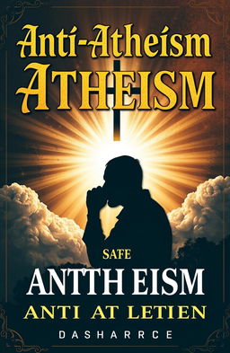 A striking book cover for an anti-atheism book, featuring a bold, eye-catching design that juxtaposes religious symbols with abstract graphics