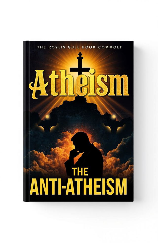 A striking book cover for an anti-atheism book, featuring a bold, eye-catching design that juxtaposes religious symbols with abstract graphics