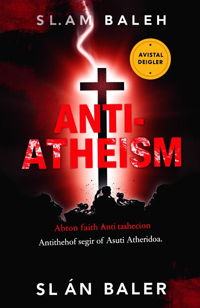 A visually striking book cover for an anti-atheism book, featuring a bold title set against a dramatic background, possibly depicting a clash between light and dark themes