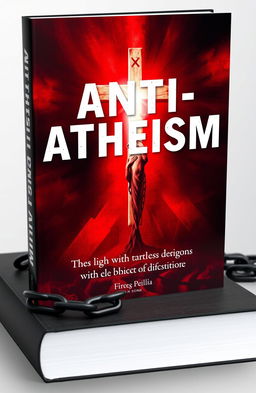 A visually striking book cover for an anti-atheism book, featuring a bold title set against a dramatic background, possibly depicting a clash between light and dark themes