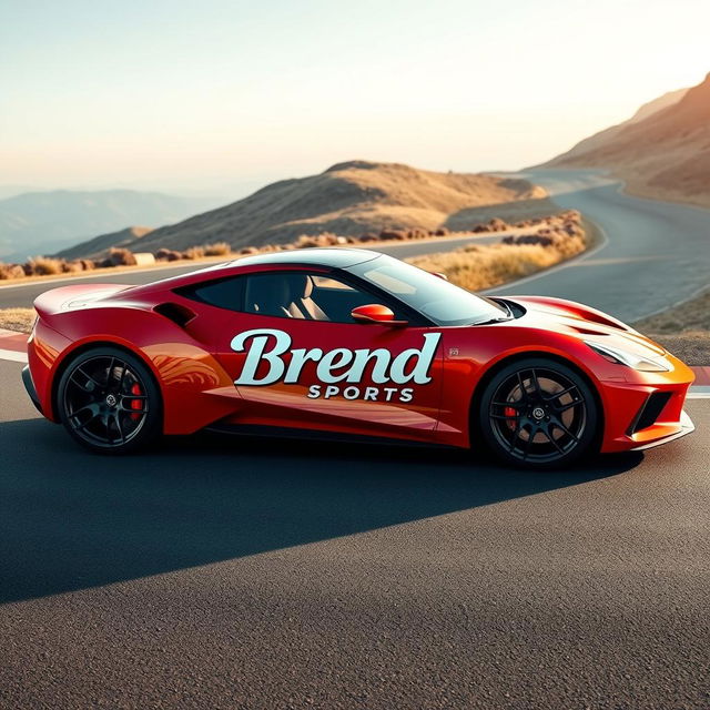 A sleek and modern sports car featuring a distinctive bread logo on its side