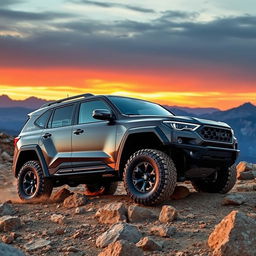 A dynamic and sporty off-road SUV named 'Brend Sports', showcasing its sleek design and rugged features