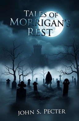 A chilling and atmospheric book cover design for "Tales of Morrigan’s Rest" by John S