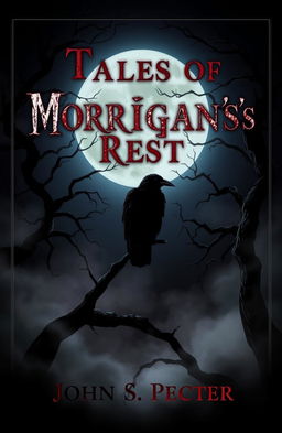 A haunting and eerie book cover for a horror stories collection titled 'Tales of Morrigan’s Rest' by John S