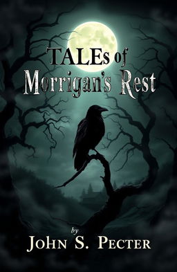 A haunting and eerie book cover for a horror stories collection titled 'Tales of Morrigan’s Rest' by John S