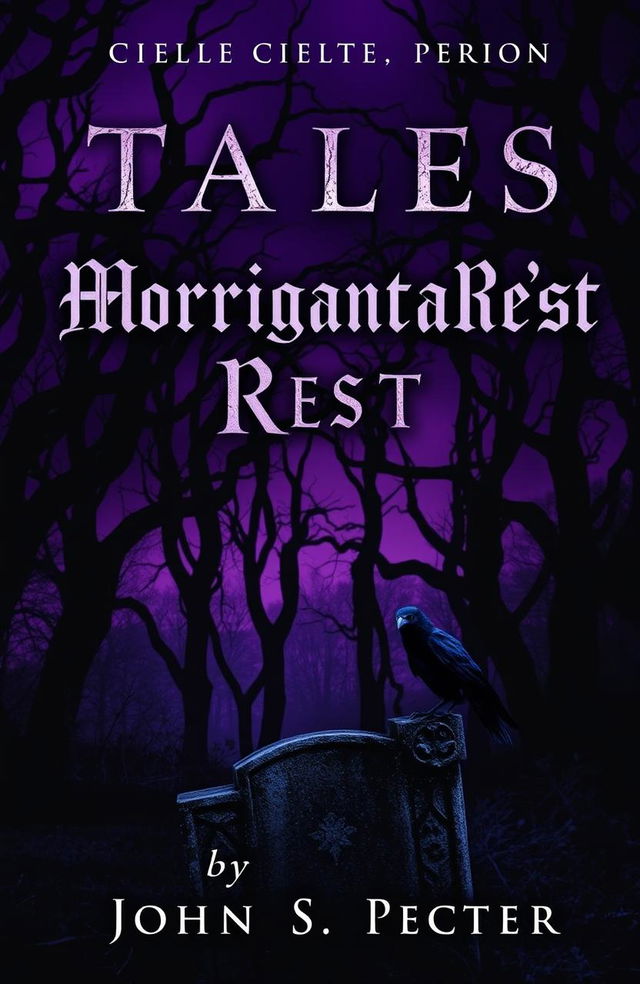 A chilling and atmospheric book cover for a horror stories collection titled 'Tales of Morrigan’s Rest' by John S