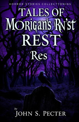 A chilling and atmospheric book cover for a horror stories collection titled 'Tales of Morrigan’s Rest' by John S