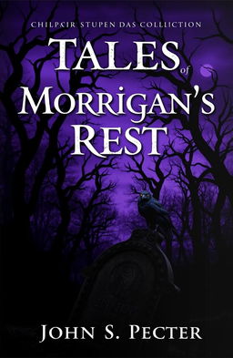 A chilling and atmospheric book cover for a horror stories collection titled 'Tales of Morrigan’s Rest' by John S