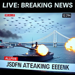 A visually gripping 'LIVE Breaking News' broadcast from the Westminster Times Channel, featuring a prominent inscription in white letters outlined with blue highlights stating: 'JSDFN Assault Vladivostok