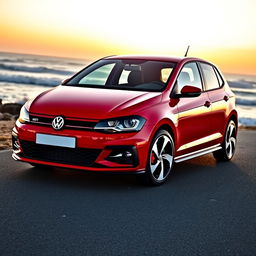 A sleek and sporty Volkswagen Polo GTI, showcasing its distinct aggressive styling and dynamic design