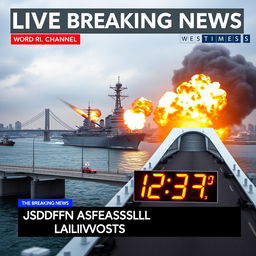 A powerful composition depicting a 'LIVE Breaking News' segment from the Westminster Times Channel, featuring highlights reading: 'JSDFN Assaulting Vladivostok