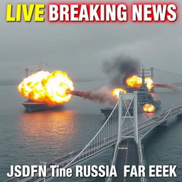 An intense 'LIVE Breaking News' scene featuring bold highlights that read: 'JSDFN Assaulting Russian Far East