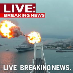 An intense 'LIVE Breaking News' scene featuring bold highlights that read: 'JSDFN Assaulting Russian Far East