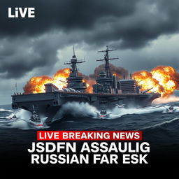 A dramatic 'LIVE Breaking News' scene featuring the bold inscription: 'JSDFN Assaulting Russian Far East