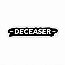 A high-resolution text sticker featuring the word "DECEASER" in a Yataghan font style