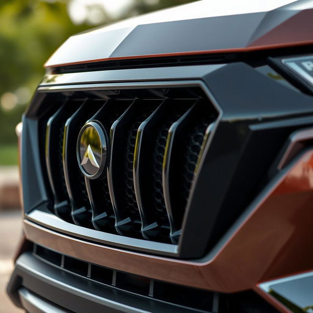 A close-up of a stylish SUV grill showcasing a modern and aggressive design