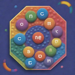 A dynamic, vibrant game box design featuring various mitotic phases depicted by animated, playful cells in division. The cells, possibly smiling or interacting, are surrounded by a rainbow-colored cellular pattern. The box's central graphic is dominated by an engaging title.