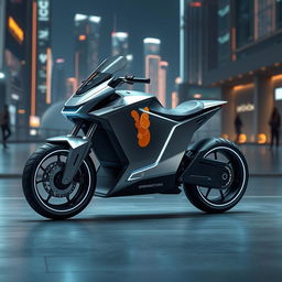 A futuristic sleek bike designed by Brend Motors, showcasing an innovative and aerodynamic shape